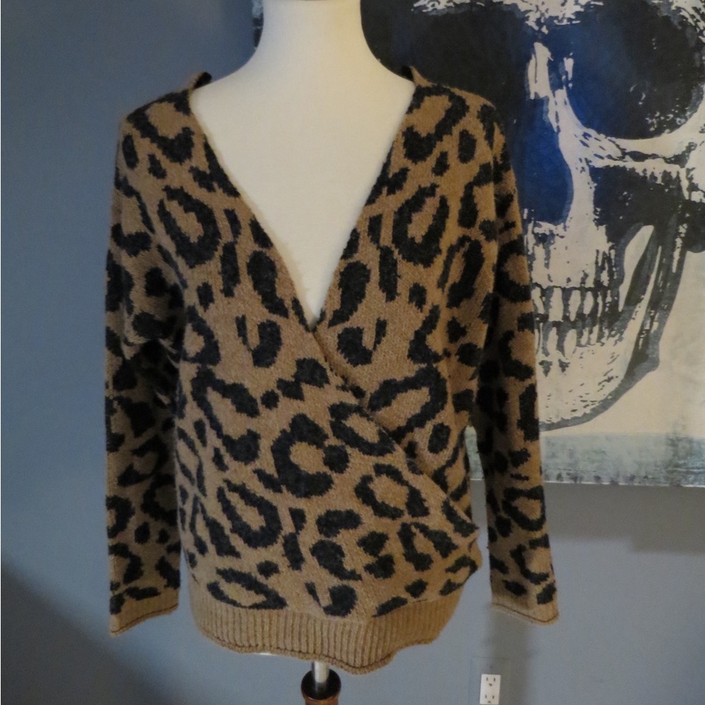 V-neck Cheetah Print Sweater